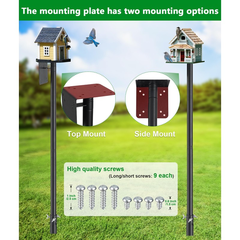 Heavy Duty Bird Feeder Pole - 60 Inch Adjustable Bird