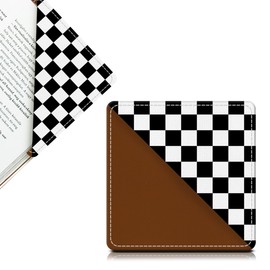 AFYEWKC Cute Leather Bookmarks, Fun Triangle Making Corner Bookmark, Book Accessories for Reading Book Lovers, Unbreakable Page Markers for Women Men Black White Plaid
