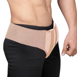 Wonder Care- Inguinal Hernia Support Truss brace for Single/Double Inguinal or Sports Hernia with Two Removable Compression Pads & Adjustable Groin Straps belt- skin color L