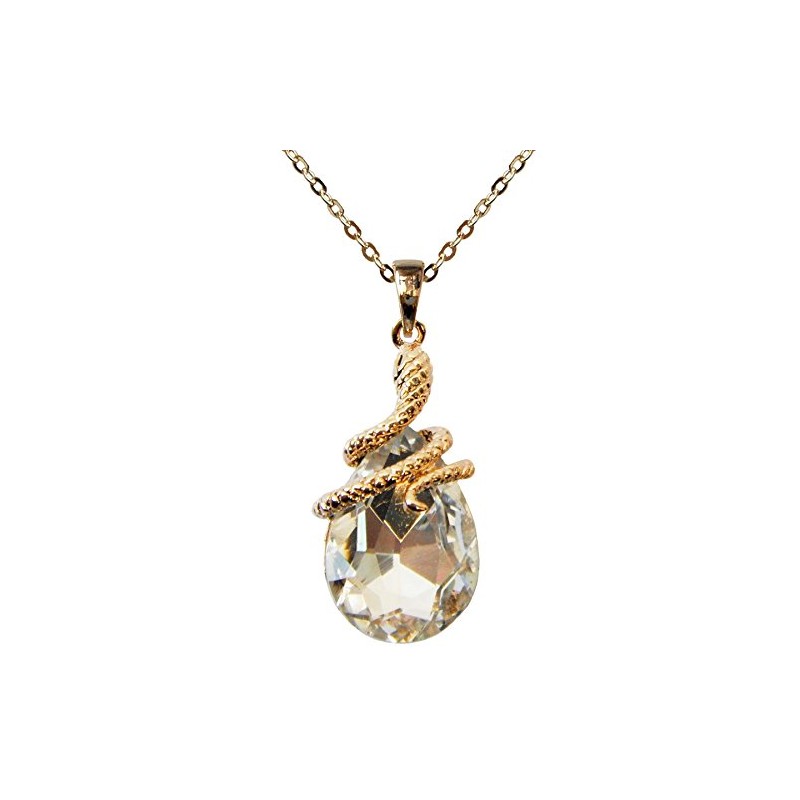 Navachi 18ct Crystal Snake Pendant Necklace, 40,6 cm + 5
