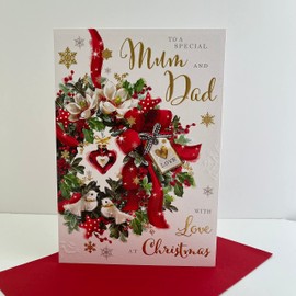 Jonny Javelin Special Mum And Dad With Love At Christmas Card Festive Wreath