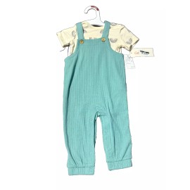 Cat & Jack NWT Cat & Jack baby Ivory top with Ocean Green Overalls 2 piece 0-3 months