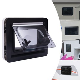 RV Windows 13.78*11inch/350mm*280mm Camper Window with Screen Acrylic Glass Caravan Motorhome Vent Windows Camper Side Windows with Curtain Thickness Alloy EXIT Windows Frame