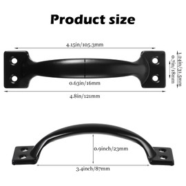 ElevateTech 6PCS 5" Rustic Gate Handle Iron Hardware Handle Pull with Screw Ornamental Gate Pull Handles Vintage Barn Door Pulls Outdoor Kitchen Hardware for Wooden Fence Cupboard Dresser