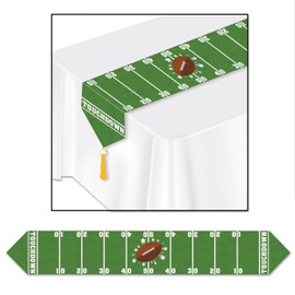 Beistle Printed Game Day Table Runner, 11"x6', Green, White