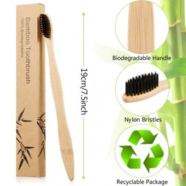 Boao 20 Count Bamboo Toothbrushes Soft Bristle Wooden Charcoal Toothbrushes Bulk for Adults Reusable Travel