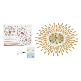 Large Wall Clocks for Living Room Decor, Gold Silent Wall Clock Battery Operated Non-Ticking for Home Decorative, Retro Crystal Clocks Wall Decor for Home, Office Using（Battery Not Included）