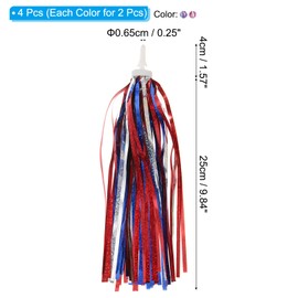 PATIKIL Bike Streamers, 2 Set Colorful Scooter Handlebar Tassels Grips Ribbon Accessories Decorations for Girls Bicycle Tricycle Handles, Pink Red/White Blue