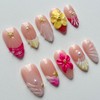Luxury Press on Nails Medium Almond Handmade 3D Unique Reusable