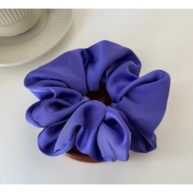 Elegant Satin Scrunchie - Soft, Silky Hair Tie for Women & Girls | Solid Color, Simple Style Ponytail Holder (Blue)