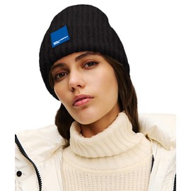 KARL LAGERFELD JEANS Women's Box Logo Beanie Hat, black