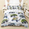 AILONEN Monster Trucks White Duvet Cover Set Queen Size, Tie