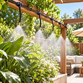 Outdoor Misting System Kit for Garden & Patio Cooling – 360° Spray Nozzles with 8mm PE Tubing for Outdoor Spaces