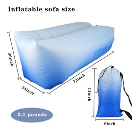 GAOHANgh Inflatable Couch Air Sofa - Portable Gradient Color Inflatable Lounger for Camping, Hiking, Festival & Beach Accessories - Waterproof and Easy to Set Up Camping Essentials Beach Gear (Sky)