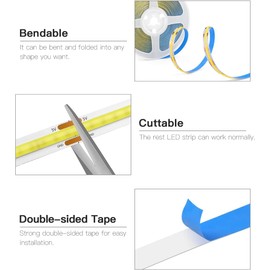 CHNMALITAI USB 5V COB LED Strip Light 6.56ft/2M Motion Sensor LED Light Strip 6500k White LED Strip Cabinet Light for Bedroom,Kitchen, Wardrobe, Stair Lighting (White)