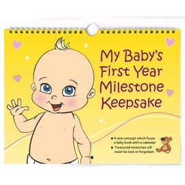 Baby's First Year Keepsake - Milestone Memory Book. A Unisex Baby Gift idea for a New Mum or Baby Shower Party.