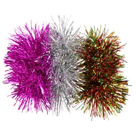 iscream Holiday Ornament with Set of 3 Shiny Tinsel Scrunchies - Silver, Gold and Purple