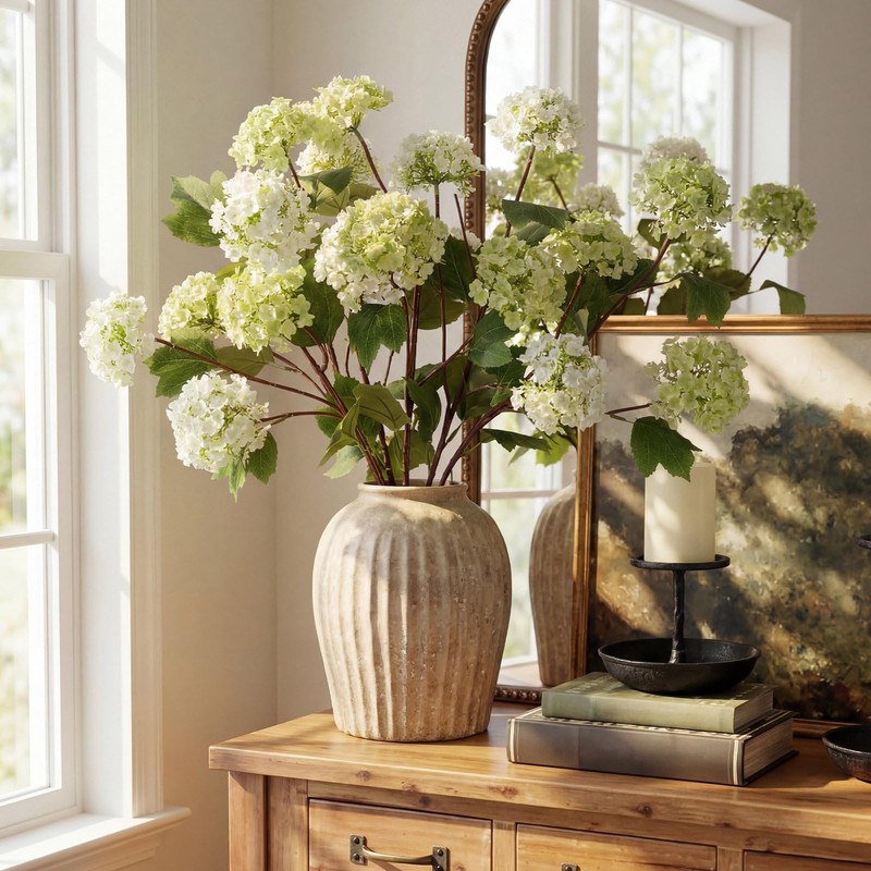 Riceshoot 6 Pcs Hydrangea Artificial Flowers, 30Inch Faux Silk Hydrangea