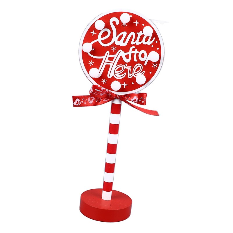 Christmas Stop Here Decor Metal Solid Wood LED Delicate Santa