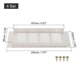 sourcing map 4Pcs Rectangle Ventilation Grille Aluminum Alloy Mesh Air Vent Covers, 200x100mm