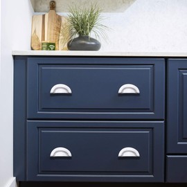 Infinity Decor Shell Cup Handles 105mm - Solid Brass Kitchen Cabinet Drawer Cupboard Furniture Pulls (Satin Chrome)