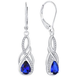 YL Infinity Celtic Knot Drop Earrings 925 Sterling Silver 12 Birthstone Cubic Zirconia Earrings for Women, Silver, Sapphire