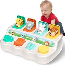 starfa lab Baby Toy Pop Up from 12 Months, Motor Skills Toy, Activity Centre with Animals, Development Cause and Effect, Educational Toy, Boys, Girls, Baby, Sensory Toddler Gift