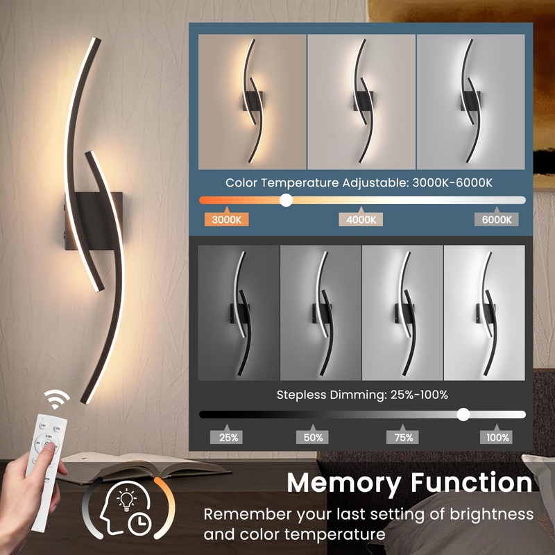 Sovinzert 15000mAh Battery Operated Wall Sconce,Black Wall Sconces with Remote
