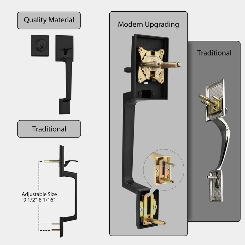 Haidms Oil-Rubbed Bronze Front Door Handle and Deadbolt Set, Entry