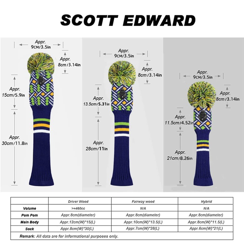 Knit Woods Golf Club Head Cover, 1pcs Pack, Fit Fairways,