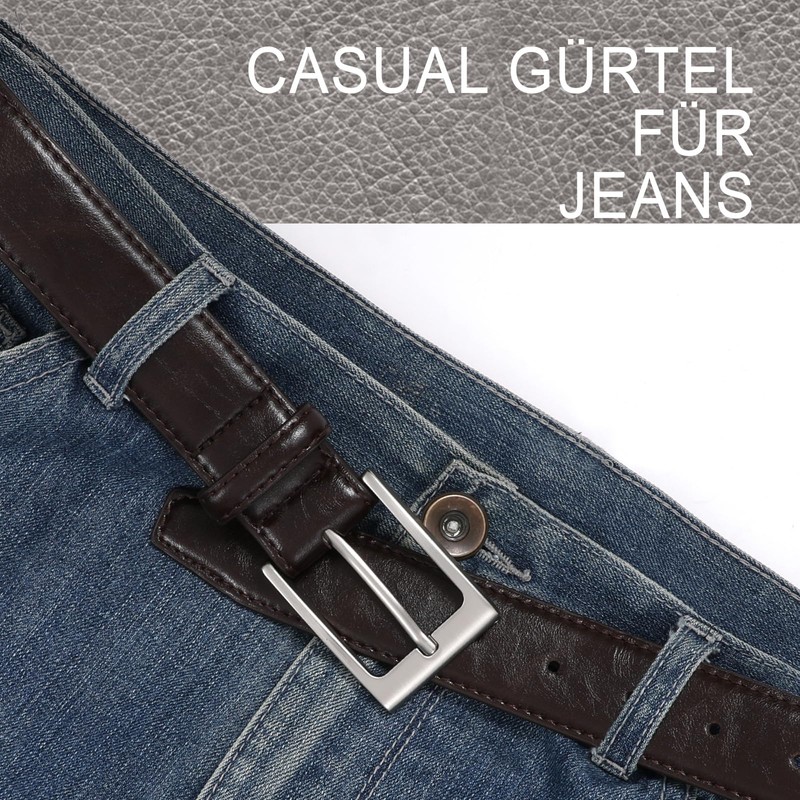 WHIPPY Men's Leather Belt Classic Denim Belt for Men 38
