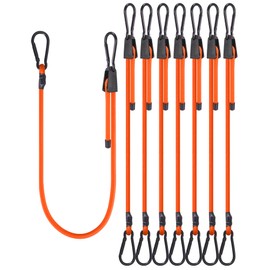 8 Pcs 48 Inch Adjustable Carabiner Bungee Cords with Hooks, Easy to Adjust from 7" to 48", Orange Bungee Straps with UV-Resistance & Superior Elasticity for Cargo, Bike, Luggage, Carts, Truck, etc