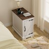 TRONLEE Narrow End Table with Storage, Farmhouse Side Table with