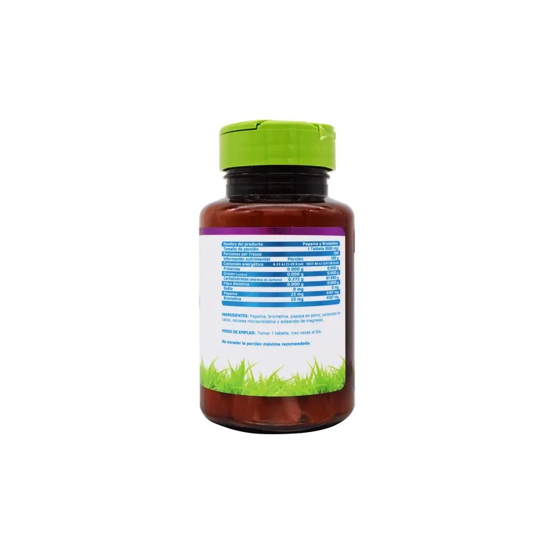 Papaina Y Bromelina 100 Tabletas Vidanat Sabor Sin sabor