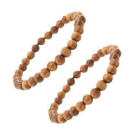Made by Nami Chakra Yoga Armband 2er Set Damen & Herren - 6mm Perlen-Armband aus dem Zen-Buddhismus für Familie und Freunde - Tantrische-Schutzwirkung, Glücksbringer, Talisman (Holz Set)