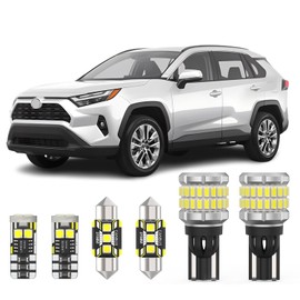 AENVTOL 10 Pieces Interior LED Light Kit + Back Up Bulb Reverse Lights Replacement for Toyota RAV4 2006-2022 White LED Backup Light + Interior Bulb Package, Install Tool
