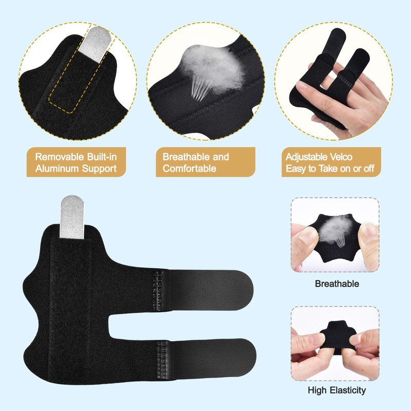 Finger Splints, 2pcs Finger Braces with 6pcs Nylon Sleeves for