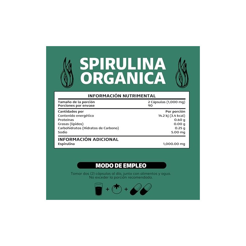 Beyond Vitamins Spirulina Orgánica 100 Natural Alga Espirulina Cápsulas Vcaps