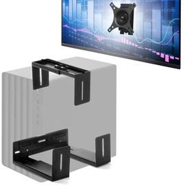 Monitor Wall Mount and Wall PC Mount Kit, Adjustable Monitor Holder Fits for 17"-32" Screens - 360 Rotation VESA Wall Mount, Width Adjustable from 5.2" to 8.5" for Computer Tower Mount Home Office