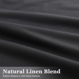 Linen Black Curtains 72 Inches Long Black Out Room Darkening Curtains & Drapes for Bedroom Living Room Thermal Insulated Blackout Drape 2 Panels Light Blocking Textured Curtain Back Tab Rod Pocket