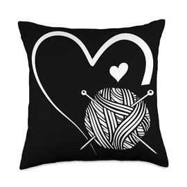 Crochet Lover Yarn ball Heart Throw Pillow