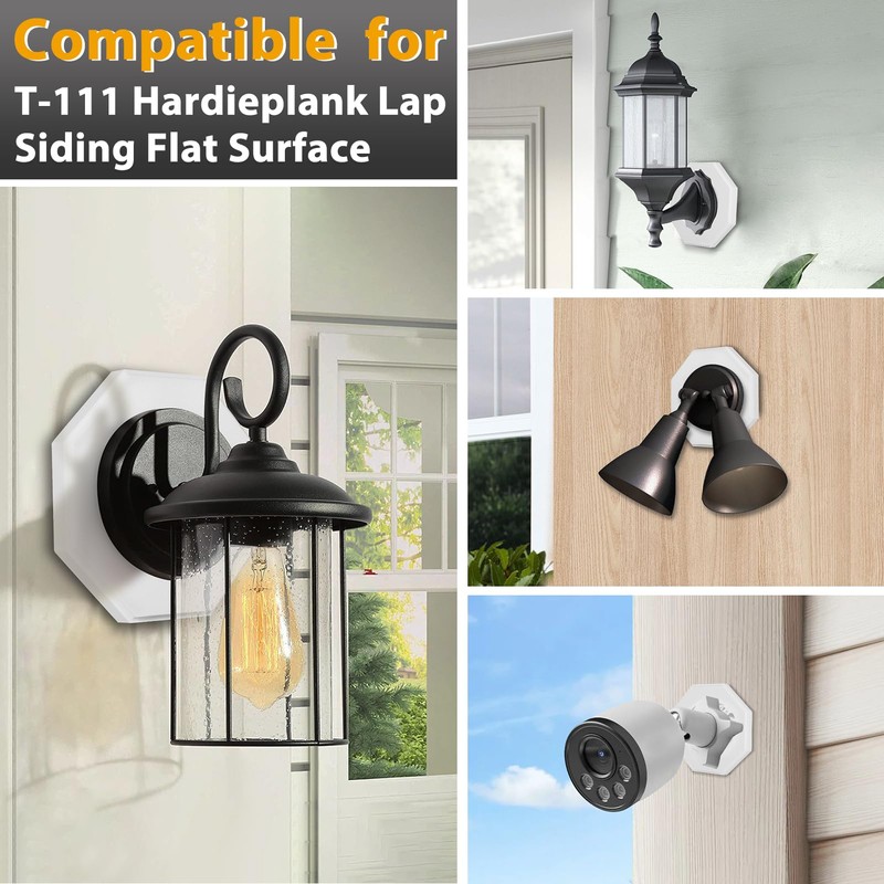 FREECAT 8161 Vertical Siding Lamp Octagon Mounting Kit,Paintable Block with
