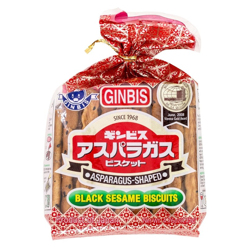 Ginbis Asparagus Shaped, Japan Black Sesame Biscuits 14 packs Free