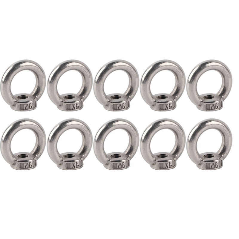 10Pcs Lifting Eye Nut Stainless Steel Ring Shape Fastener Tools