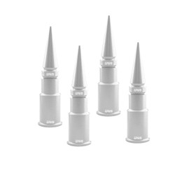 TRUE SPIKE 4 pc White Spike Tire Air Valve Stem CAPS Cover in Heavy Gauge CNC Machined Billet Aluminum Short Compatible with Ford Dodge Ram Nissan Chevy GMC Jeep Isuzu Kia Trucks and SUV