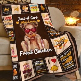 Yudchen Fried Chicken Blanket Food Throw Blanket for Girls Women Funny Plush Flannel Fleece Blanket Warm Fuzzy Cozy Lightweight Blankets for Sofa Bed Gifts for Kids Teens Adults 50"x40"