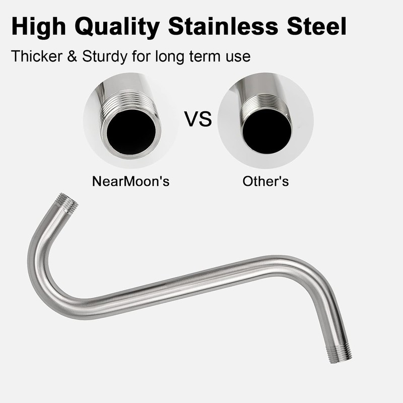 Nearmoon S Shaped Shower Head Riser Pipe, Shower Head Extender