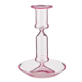 47th & Main Glass Vase Taper Candle Candlestick Candleholder, 4.5" Dia x 10" H, Light Pink