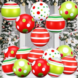 12 Pcs 12 Inch Inflatable Christmas Ornaments Oversized Christmas Balls Large Blow upHoliday Tree Ornaments Christmas Yard Decorations for Xmas Porch Lawn Decor