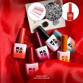 classic nail Yogomayo Hongyeon Autumn Syrup Gel Nail 6 Piece Set + Top Gel / 요고마요 홍연 가을시럽젤네일 6종 세트+탑젤